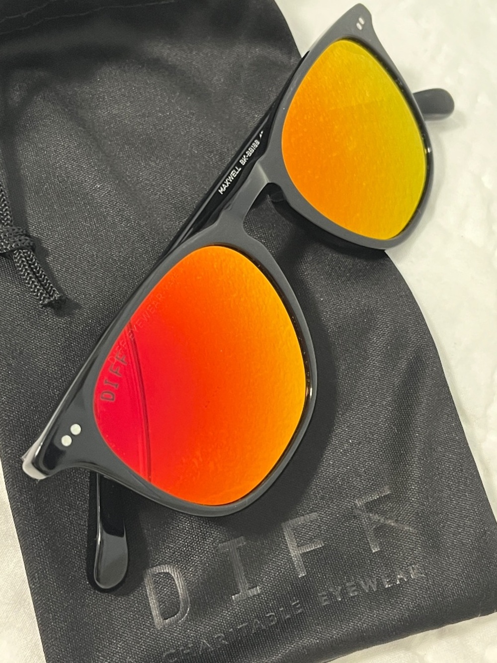 DIFF Maxwell Eyewear Black Frame Sunglasses Mirror Lenses